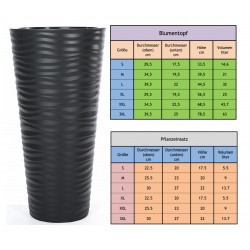 Blumenkübel mit Effekt 3D Slim in Anthrazit mit Einsatz, Größe: XL