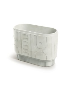 Pflanzkasten oval 78 × 38 × 56 cm mit Relief, 58 L – Sand | Töpferkönig