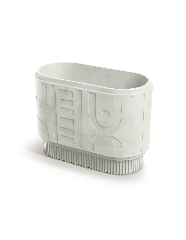 Pflanzkasten oval 78 × 38 × 56 cm mit Relief, 58 L – Sand | Töpferkönig