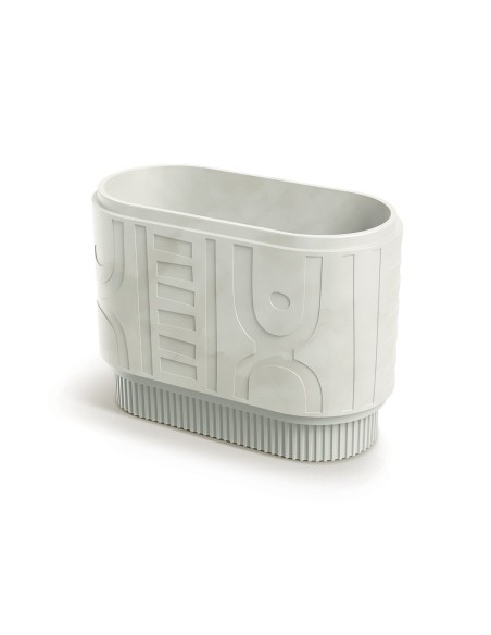 Pflanzkasten oval 78 × 38 × 56 cm mit Relief, 58 L – Sand | Töpferkönig