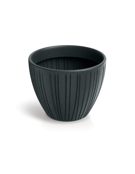 Blumentopf rund Ø40 × 31 cm gerillt, 24 L – Bleigrau | Töpferkönig
