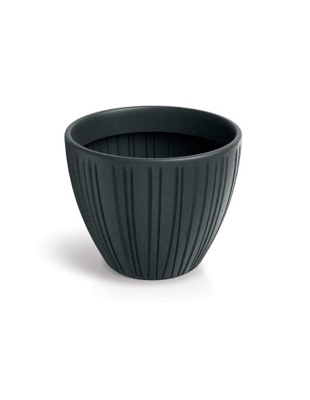 Blumentopf rund Ø48 × 38 cm gerillt, 42 L – Bleigrau | Töpferkönig