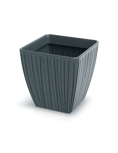 Blumentopf eckig 40 × 40 × 40 cm gerillt, 43 L – Betongrau | Töpferkönig