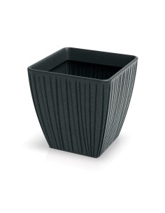Blumentopf eckig 40 × 40 × 40 cm gerillt, 43 L – Bleigrau | Töpferkönig