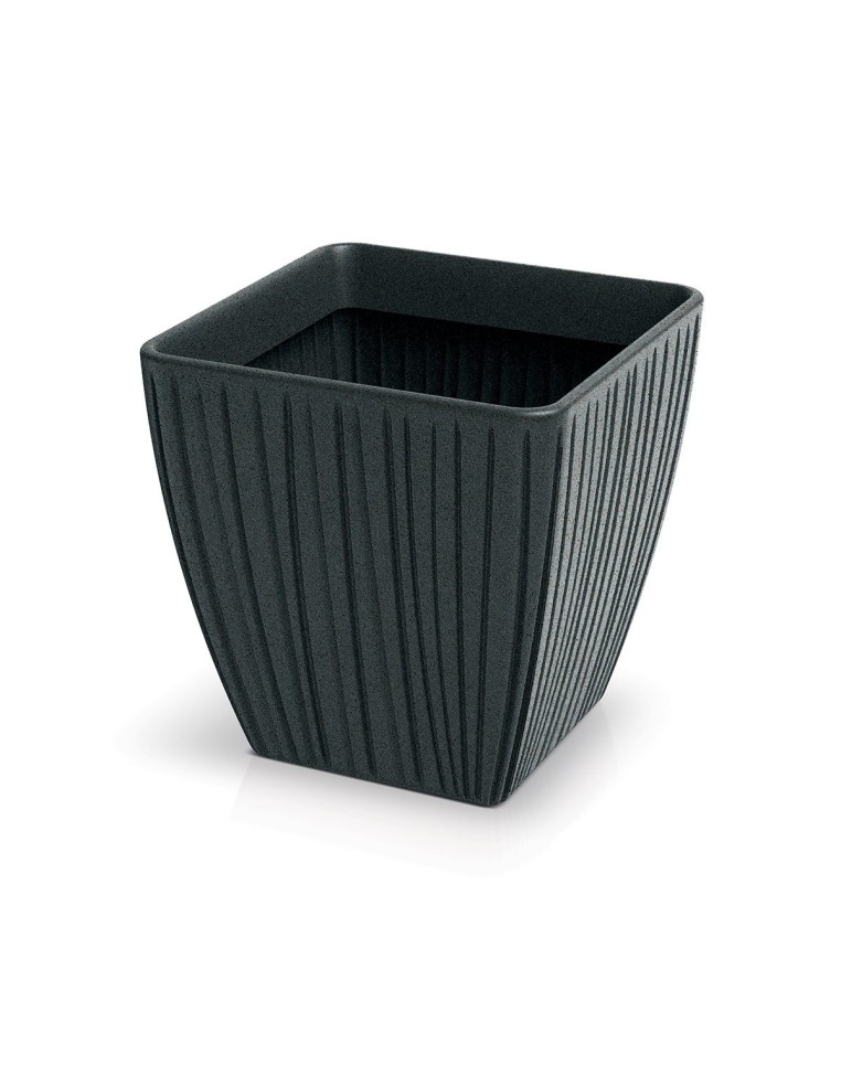 Blumentopf eckig 40 × 40 × 40 cm gerillt, 43 L – Bleigrau | Töpferkönig
