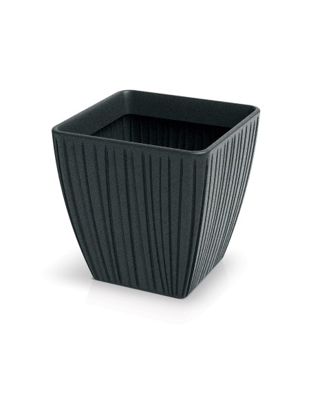 Blumentopf eckig 40 × 40 × 40 cm gerillt, 43 L – Bleigrau | Töpferkönig