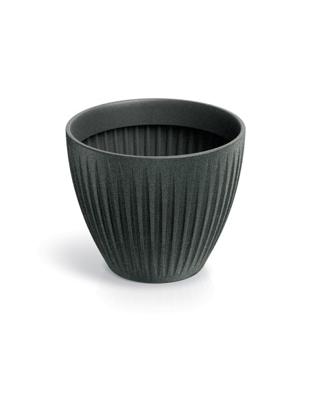 Blumentopf rund Ø40 × 33 cm gerillt, 27 L – Granit-Graphit | Töpferkönig