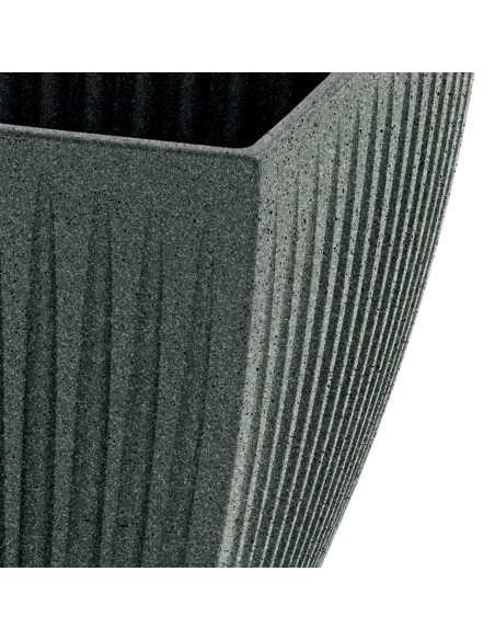 Blumentopf eckig 30 × 30 × 30 cm gerillt, 17 L – Granit-Graphit | Töpferkönig