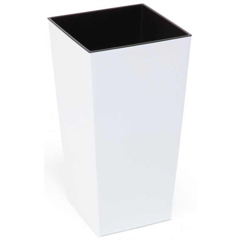 Blumenkubel in Weiss Hochglanz mit Einsatz, Größe XL