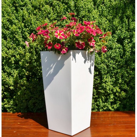 Blumenkubel in Weiss Hochglanz mit Einsatz, Größe XL