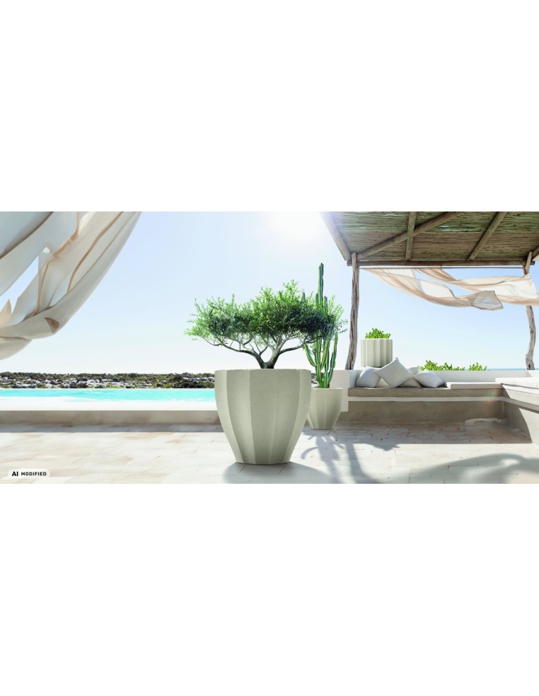 Pflanzkübel rund Ø80 × 72 cm mit Relief, 91 L – Terrakotta | Töpferkönig
