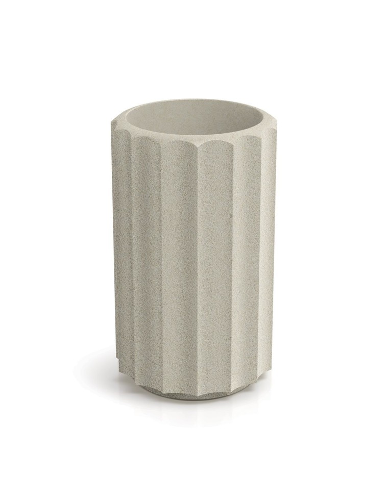 Blumenkübel rund Ø28 × 47 cm gerillt, 8 L – Sand | Töpferkönig