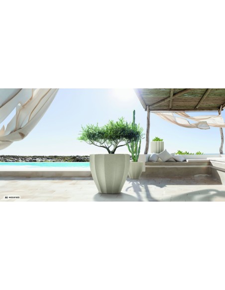 Blumentopf rund Ø58 × 48 cm gerillt, 44 L – Graphit | Töpferkönig