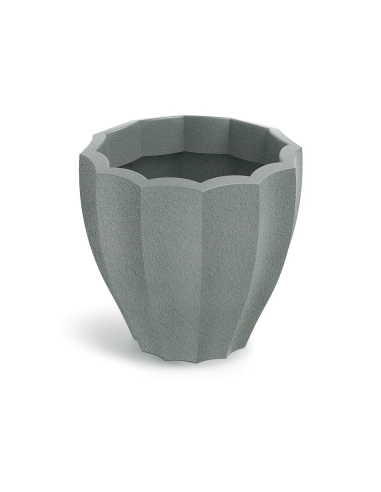 Blumentopf rund Ø40 × 36 cm mit Relief, 17 L – Betongrau | Töpferkönig