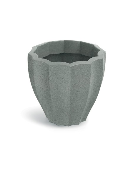 Blumentopf rund Ø40 × 36 cm mit Relief, 17 L – Betongrau | Töpferkönig