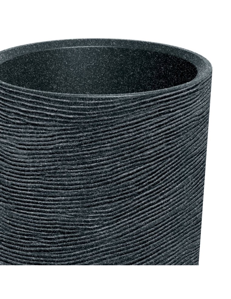 Pflanzsäule rund Ø48 × 135 cm Steinoptik, 33 L – Schwarz-Granit | Töpferkönig