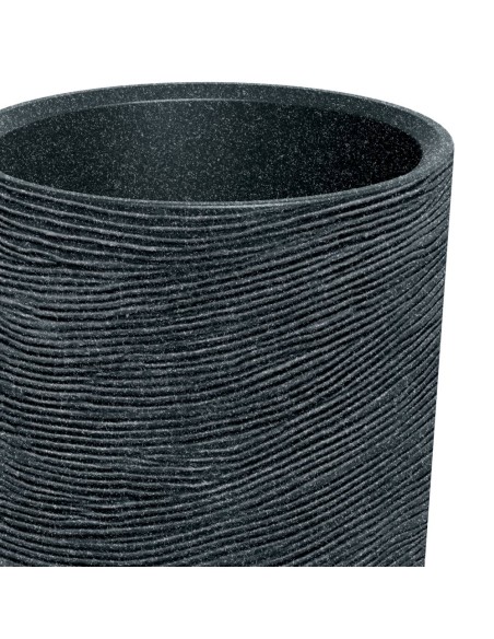 Pflanzsäule XXL rund Ø40 × 110 cm Steinoptik, 20 L – Schwarz-Granit | Töpferkönig