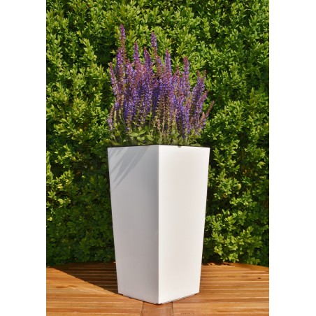 Blumenkubel in Weiss Hochglanz mit Einsatz, Größe M