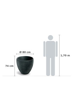 Pflanzkübel rund Ø80 × 74 cm Steinoptik, 134 L – Dunkelgrau | Töpferkönig 2