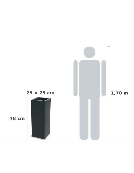Pflanzsäule eckig 29 × 29 × 78 cm matt, 14 L – Dunkelgrau | Töpferkönig