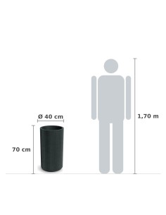 Pflanzkübel rund Ø40 × 70 cm gerillt, 22 L – Dunkelgrau | Töpferkönig 2