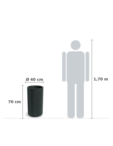 Pflanzkübel rund Ø40 × 70 cm gerillt, 22 L – Dunkelgrau | Töpferkönig