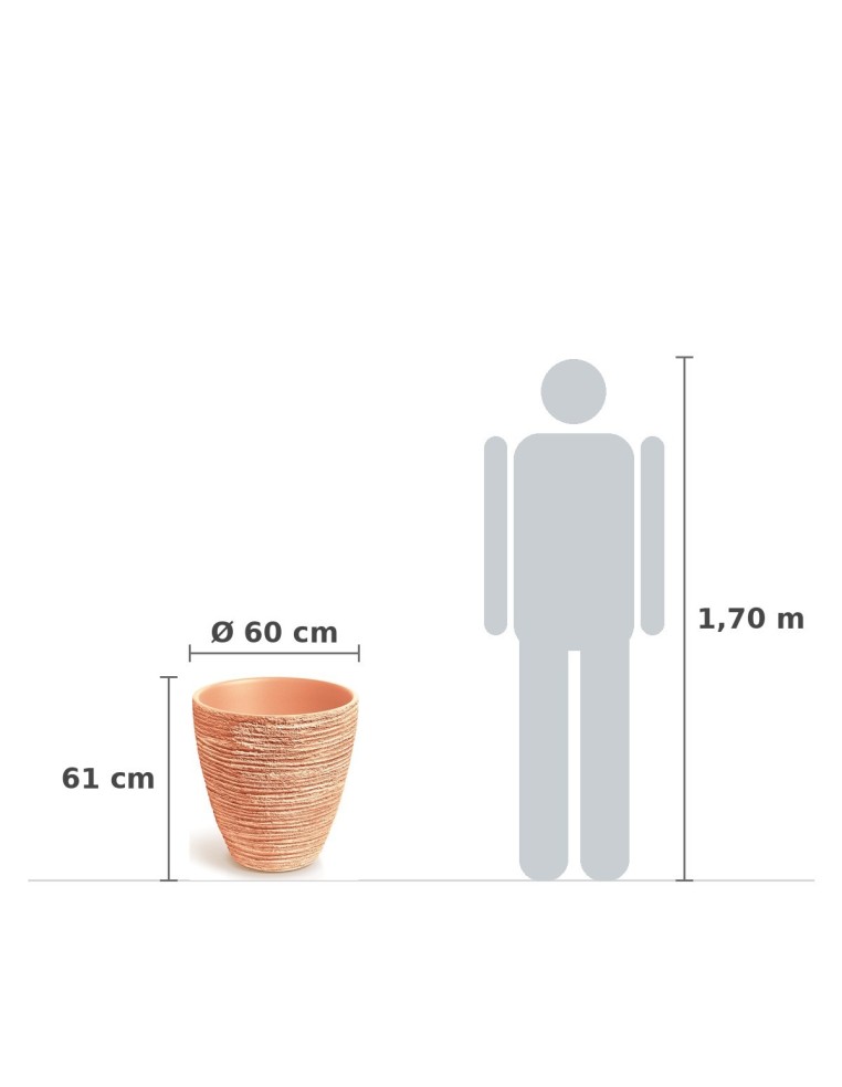 Pflanzkübel rund Ø60 × 61 cm Steinoptik, 53 L – Terrakotta | Töpferkönig