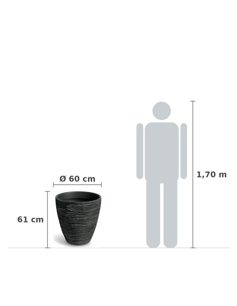 Pflanzkübel rund Ø60 × 61 cm Steinoptik, 106 L – Dunkelgrau | Töpferkönig