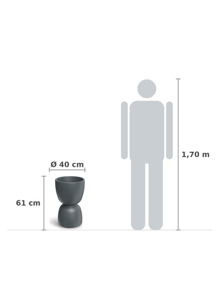 Pflanzkübel rund Ø40 × 61 cm matt, 17 L – Granit hell | Töpferkönig