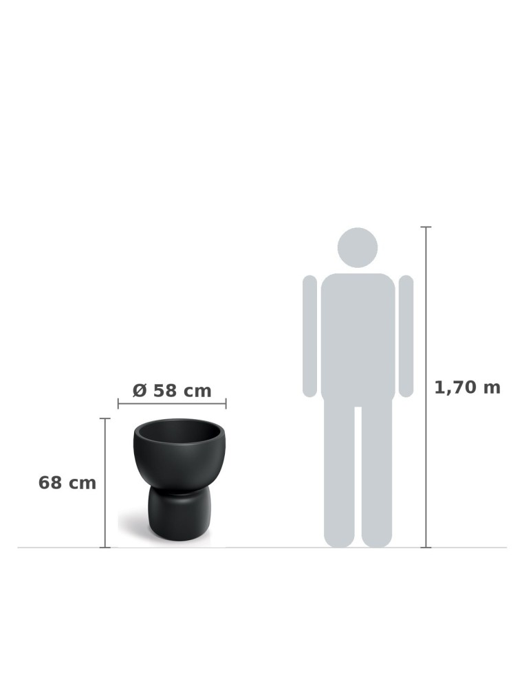 Pflanzkübel rund Ø58 × 68 cm matt, 44 L – Schwarz | Töpferkönig