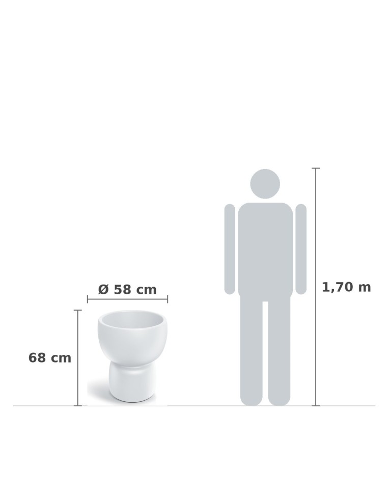 Pflanzkübel rund Ø58 × 68 cm matt, 44 L – Weiß | Töpferkönig