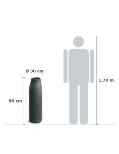 Pflanzsäule XXL rund Ø30 × 90 cm Steinoptik, 3 L – Graphit | Töpferkönig 2