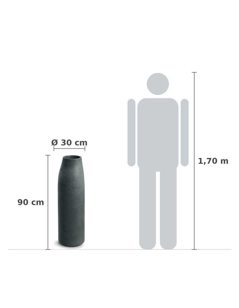 Pflanzsäule XXL rund Ø30 × 90 cm Steinoptik, 3 L – Graphit | Töpferkönig