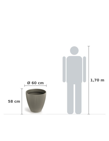 Pflanzkübel rund Ø60 × 58 cm gerillt, 105 L – Mokka | Töpferkönig
