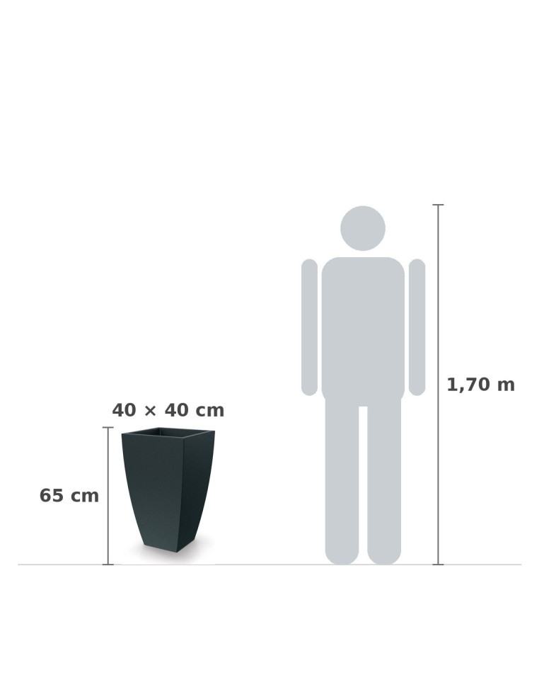 Pflanzkübel eckig 40 × 40 × 65 cm matt, 22 L – Dunkelgrau | Töpferkönig