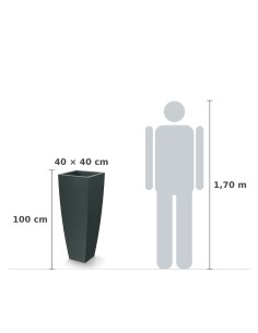 Pflanzsäule eckig 40 × 40 × 100 cm matt, 22 L – Granit-Graphit | Töpferkönig 2