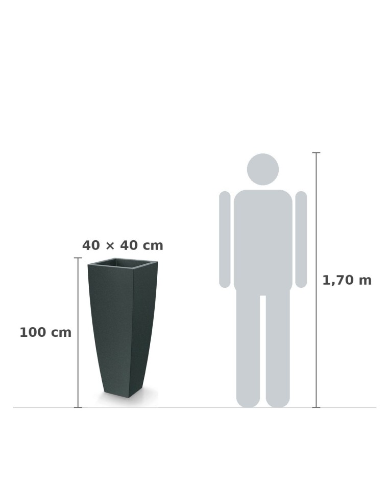 Pflanzsäule XXL eckig 40 × 40 × 100 cm matt, 22 L – Granit-Graphit | Töpferkönig