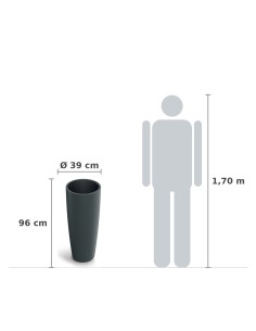 Pflanzsäule rund Ø39 × 96 cm matt, 88 L – Graphit | Töpferkönig 2