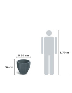 Pflanzkübel rund Ø60 × 54 cm mit Relief, 38 L – Betongrau | Töpferkönig 2