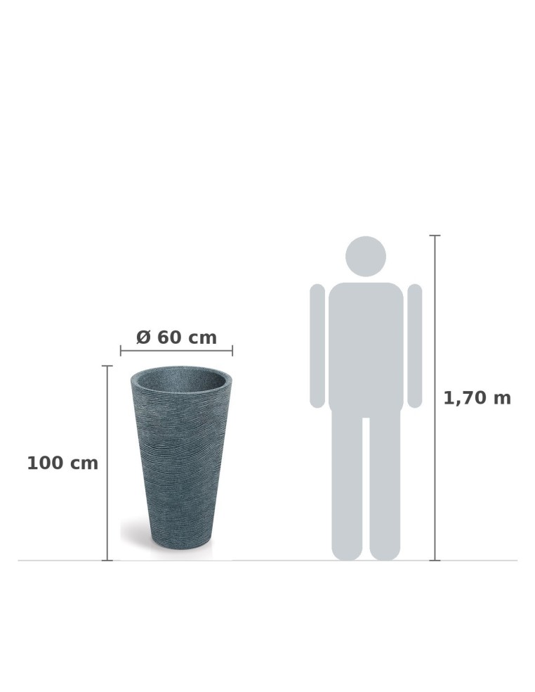 Pflanzkübel rund Ø60 × 100 cm Steinoptik, 62 L – Granit | Töpferkönig