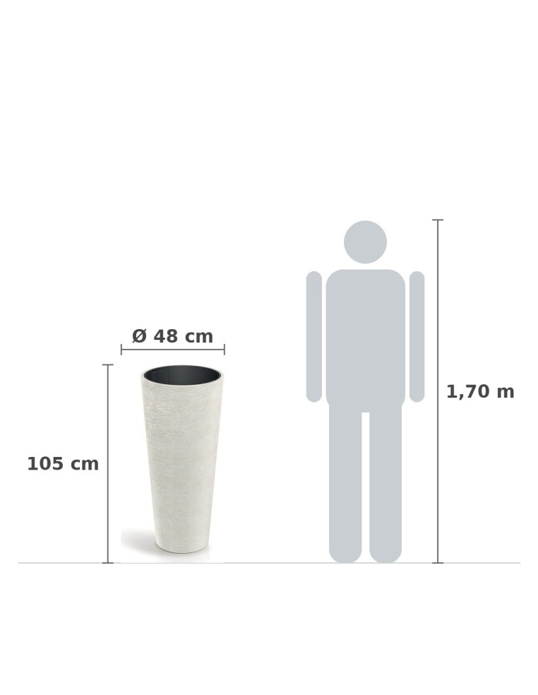 Pflanzsäule XXL rund Ø48 × 105 cm Steinoptik, 31 L – Sand | Töpferkönig