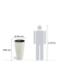 Pflanzkübel rund Ø60 × 100 cm Steinoptik, 56 L – Sand | Töpferkönig 2