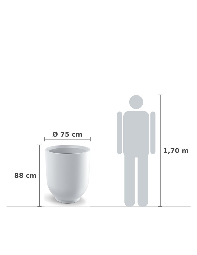 Pflanzkübel rund Ø75 × 88 cm matt, 255 L – Weiß | Töpferkönig