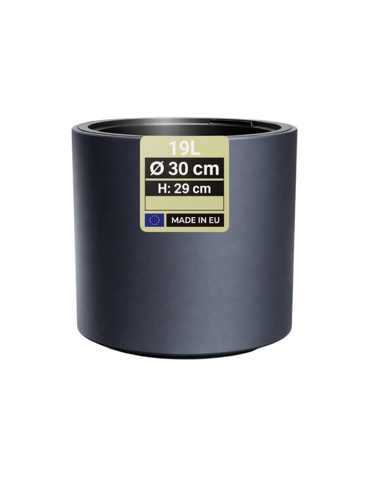 Maceta redonda Ø30 × 29 cm mate, 19 L – Antracita | Töpferkönig