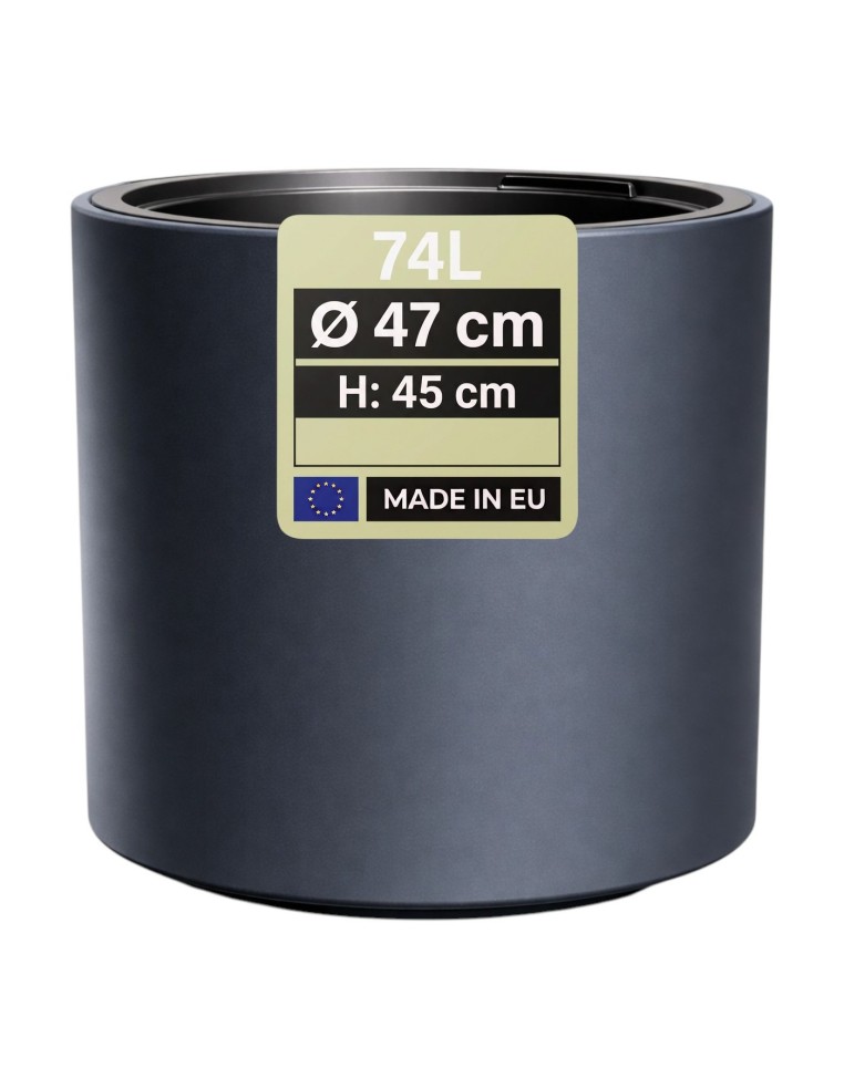 Vaso rotondo Ø47 × 45 cm opaco, 74 L – Antracite | Töpferkönig
