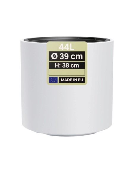 Maceta redonda Ø39 × 38 cm mate, 44 L – Blanco | Töpferkönig