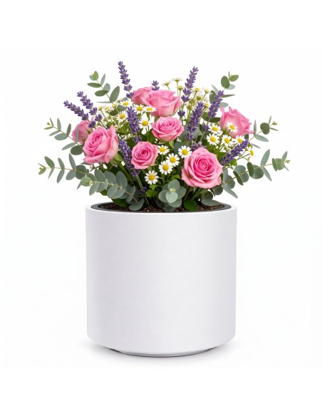 Pot de fleurs rond Ø47 × 45 cm mat, 74 L – Blanc | Töpferkönig