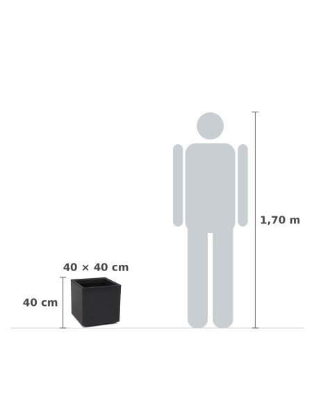 Pflanzkübel eckig mit Rollen 40 × 40 × 40 cm matt, Einsatz 36 L – Schwarz | Töpferkönig