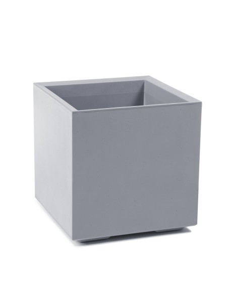 Pflanzkübel eckig mit Rollen 40 × 40 × 40 cm matt, Einsatz 36 L – Grau | Töpferkönig
