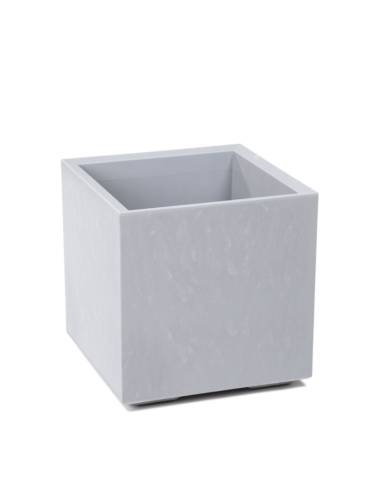 Pflanzkübel eckig mit Rollen 40 × 40 × 40 cm Betonoptik, Einsatz 36 L – Beton Hellgrau | Töpferkönig